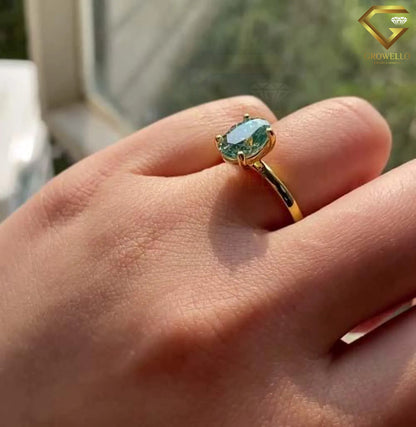 3CT Green Oval Engagement Ring, Luxury Solitaire, Solid Gold, Lab-Grown Diamond or Moissanite