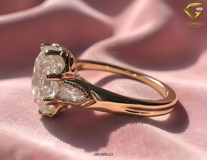 5CT Cushion Cut Vintage Engagement Ring, Heirloom Style, Lab-Grown Diamond or Moissanite