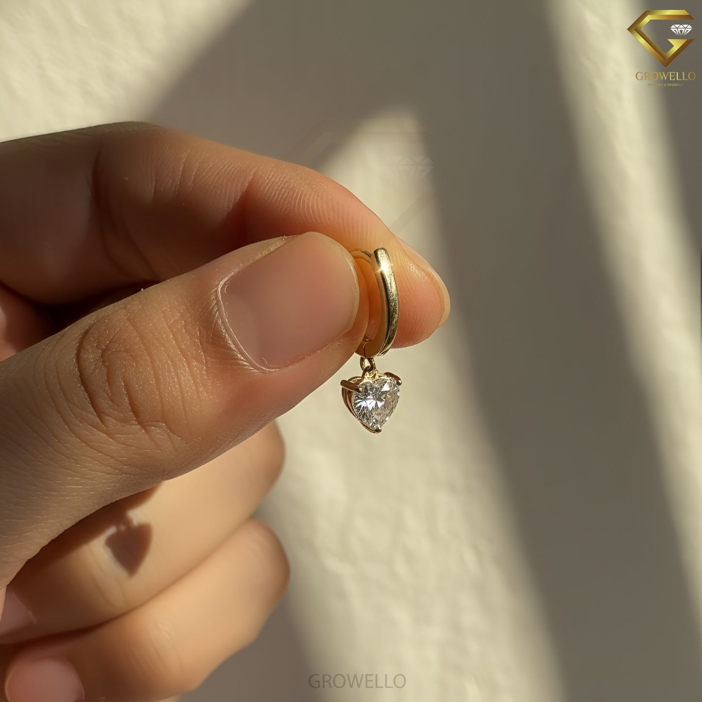 1 CT Heart Diamond Huggie Drop Earrings, Fine Solid Gold, Elegant Luxury, Lab Grown Diamond or Moissanite