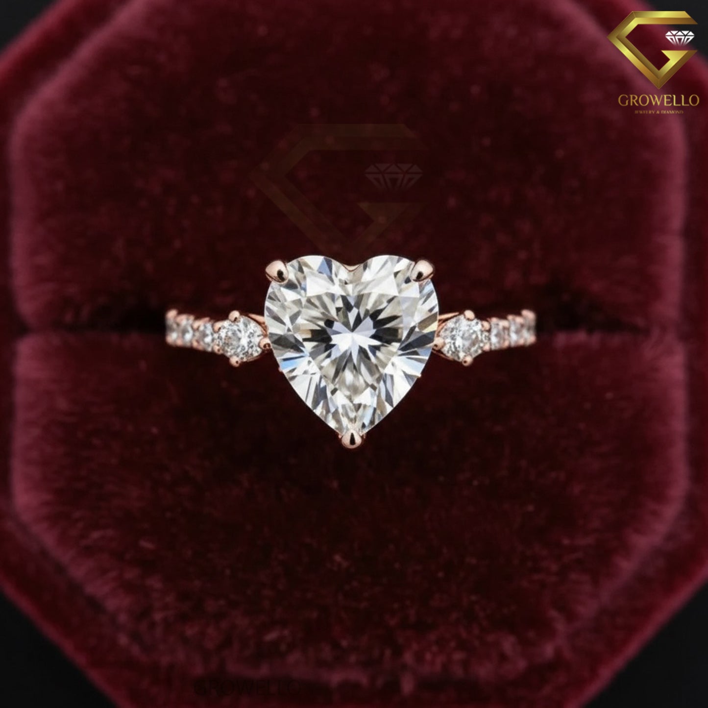 3CT Heart Cut Three Stone Engagement Ring, Vintage Tapered Band, Solid Gold, IGI Lab Grown Diamond or Moissanite