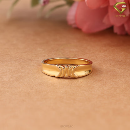 Minimalist Sculpted Band Ring, Solid Gold or Sterling Silver, Modern Unisex Jewelry