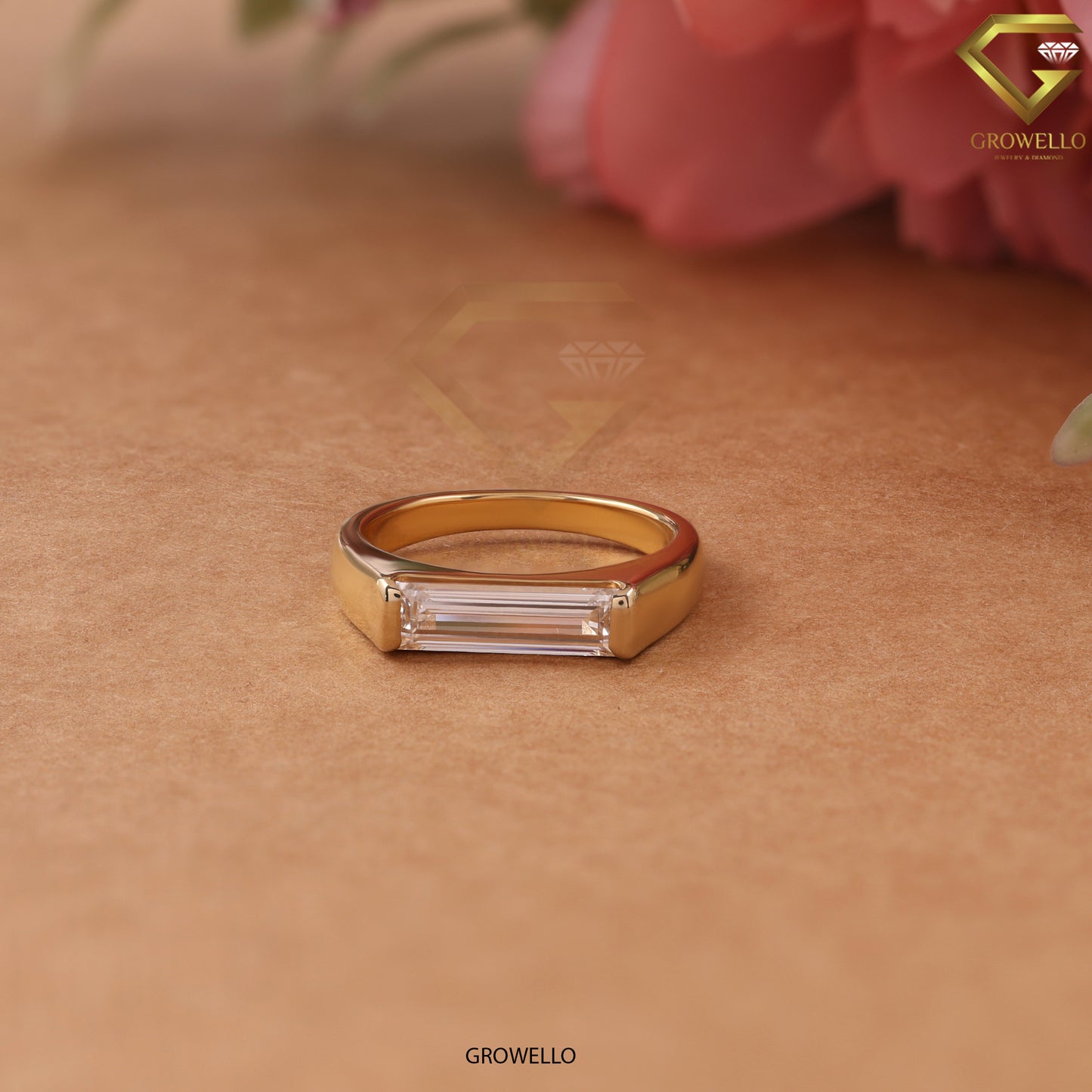 1.0CT East-West Baguette Solitaire Engagement Ring, Solid Gold, Lab-Grown Diamond or Moissanite
