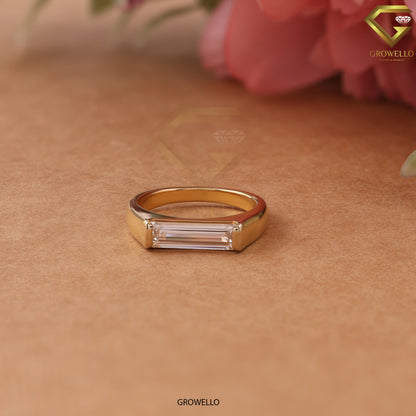 1.0CT East-West Baguette Solitaire Engagement Ring, Solid Gold, Lab-Grown Diamond or Moissanite