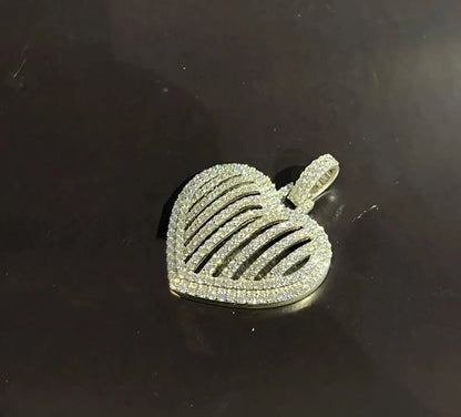 Fully Iced out Heart Charm Pendant VVS Moissanite Diamond Hip Hop Women Pendant