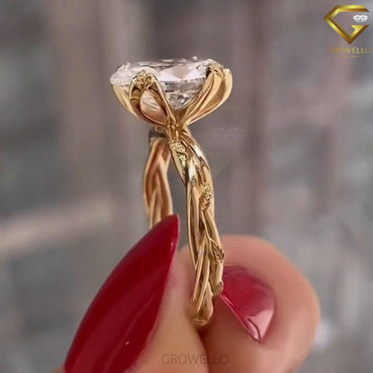 3CT Oval Diamond Engagement Ring, Twisted Bypass Band, Solid Gold, Lab-Grown Diamond or Moissanite.