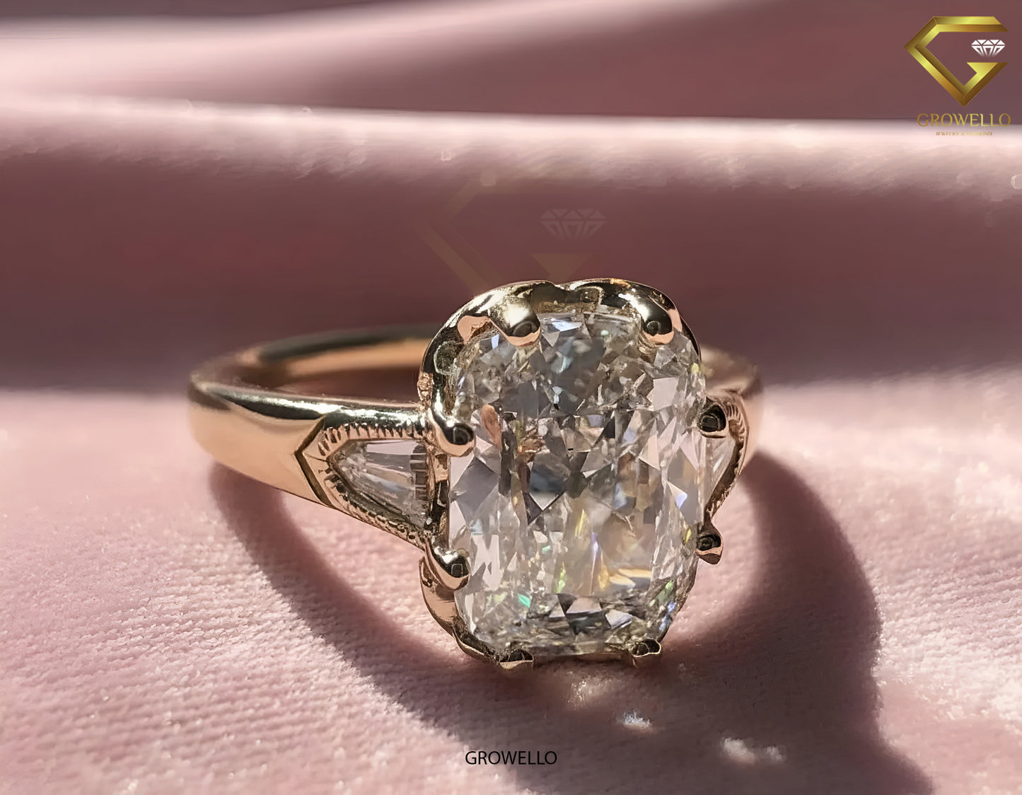 5CT Cushion Cut Vintage Engagement Ring, Heirloom Style, Lab-Grown Diamond or Moissanite