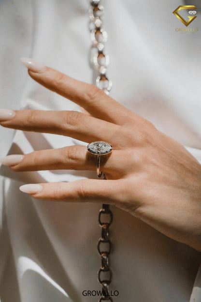 6CT Oval Vintage Cluster Halo Engagement Ring, Solid Gold, Lab Grown Diamond or Moissanite
