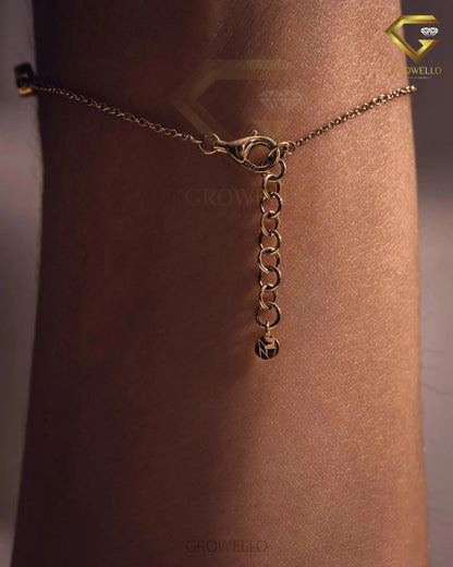 5mm Heart Cut Diamond Bracelet, Five Stone Solid Gold Bracelet, Lab Grown or Moissanite