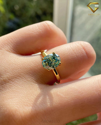 3CT Green Oval Engagement Ring, Luxury Solitaire, Solid Gold, Lab-Grown Diamond or Moissanite