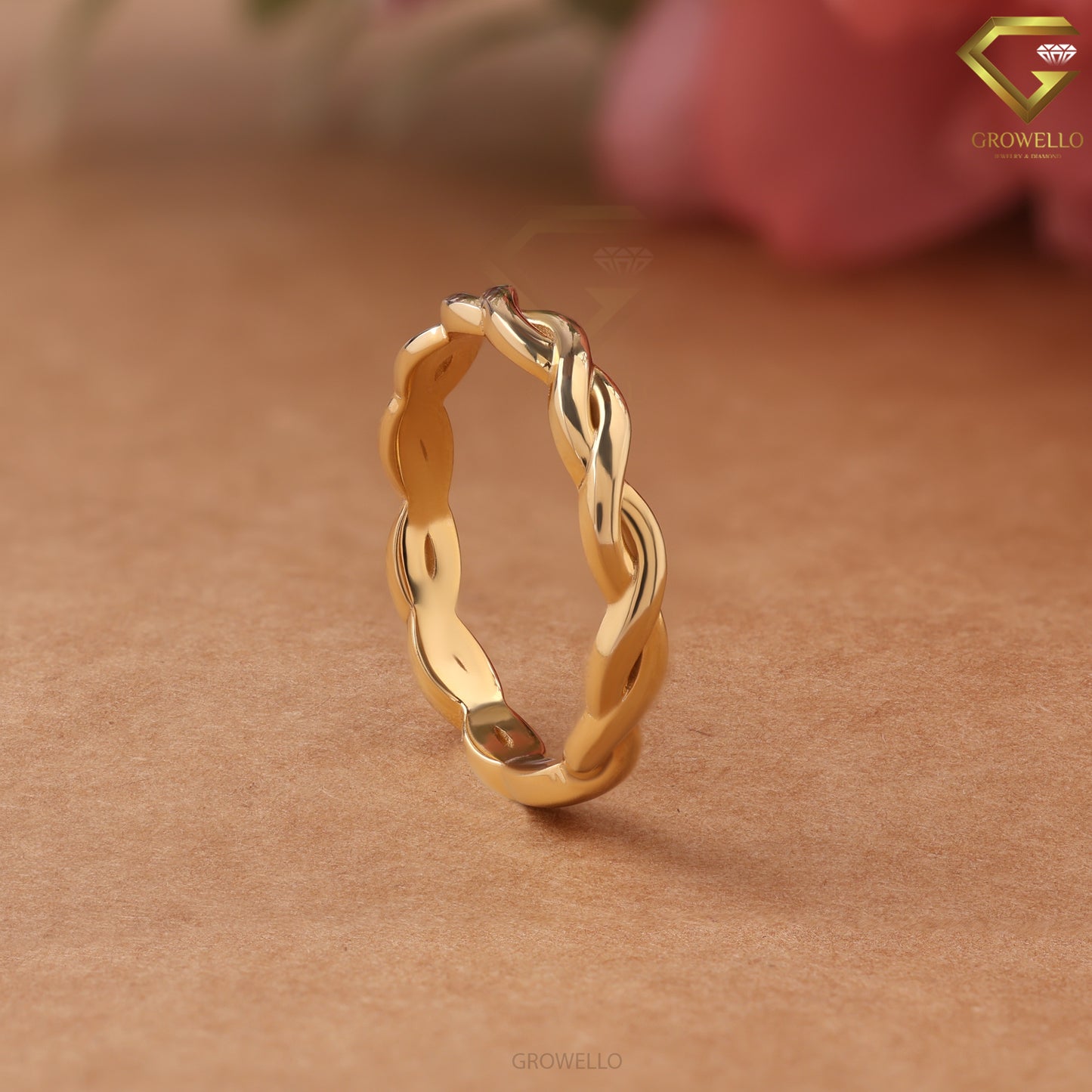 Twisted Rope Band Ring, Minimal Solid Gold or Sterling Silver, Elegant Everyday Jewelry