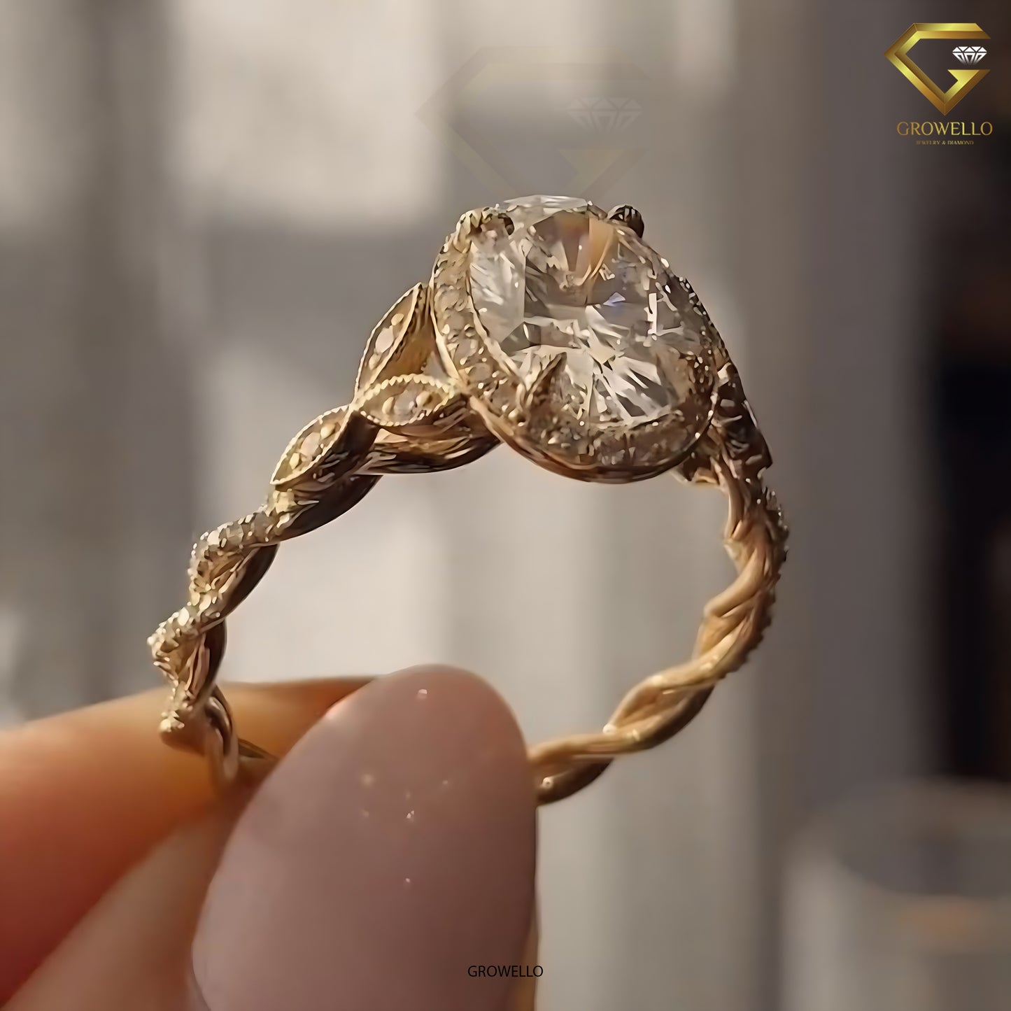 3CT Oval Diamond Engagement Ring, Twisted Vine Bypass, Solid Gold, Lab-Grown Diamond or Moissanite.