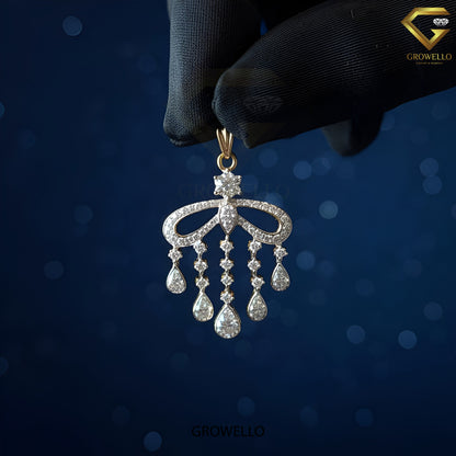 Vintage Chandelier Diamond Pendant Necklace with Pear Drops, Lab Grown or Moissanite