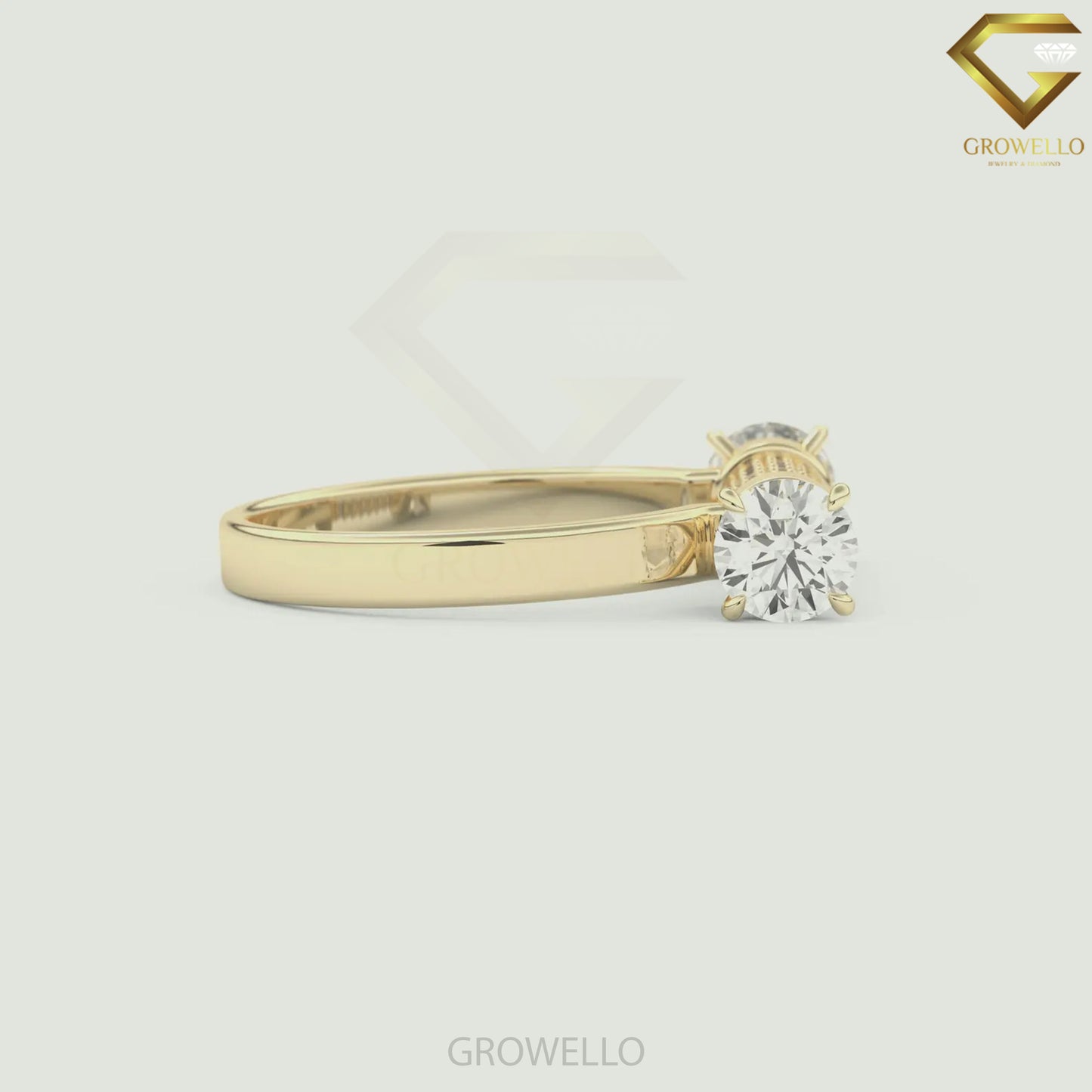 Toi et Moi Round Stone Pavé Bar Engagement Band, Solid Gold, Lab Grown Diamond or Moissanite