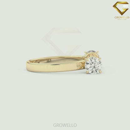 Toi et Moi Round Stone Pavé Bar Engagement Band, Solid Gold, Lab Grown Diamond or Moissanite
