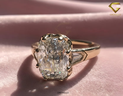 5CT Cushion Cut Vintage Engagement Ring, Heirloom Style, Lab-Grown Diamond or Moissanite