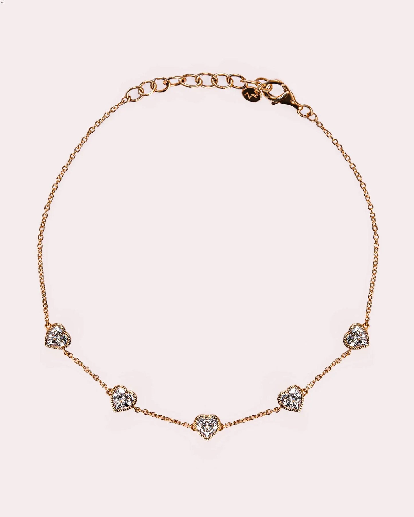 Heart Shape Bezel Set Moissanite & Lab-Grown Diamond Bracelet
