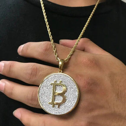 Bitcoin iced out pendants, Bitcoin Moissanite iced out pendant