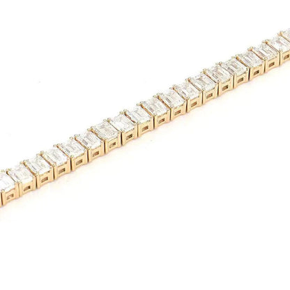 Emerald Cut Moissanite Tennis Bracelet, 14k Gold Unisex Moissanite Bracelet