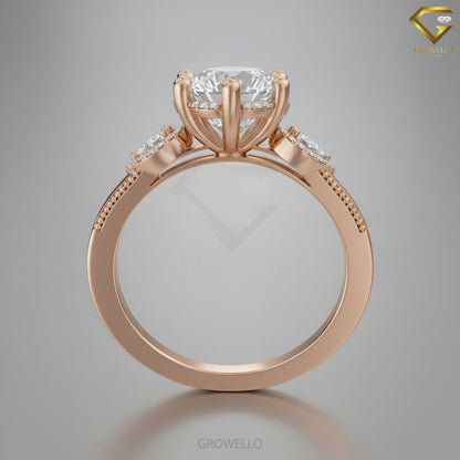 4CT Round Brilliant Vintage Halo Engagement Ring, Cathedral Setting, Lab Grown Diamond or Moissanite