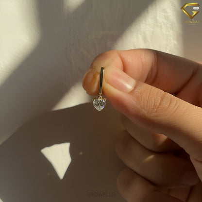 1 CT Heart Diamond Huggie Drop Earrings, Fine Solid Gold, Elegant Luxury, Lab Grown Diamond or Moissanite