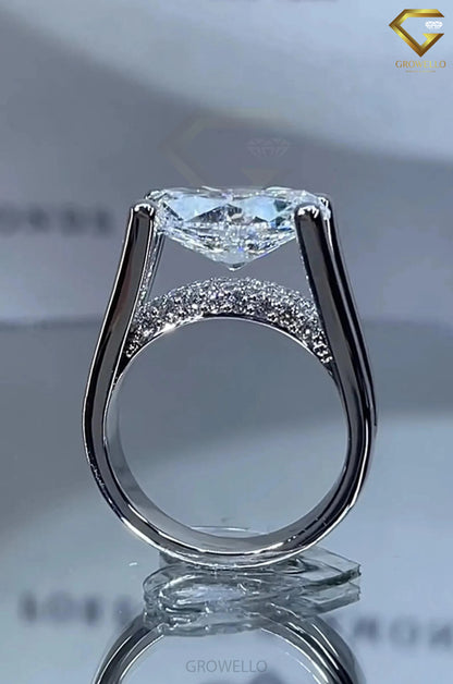 5CT Oval Cathedral Engagement Ring, Hidden Pave Bridge, Split Shank, Solid Gold, Lab-Grown Diamond or Moissanite
