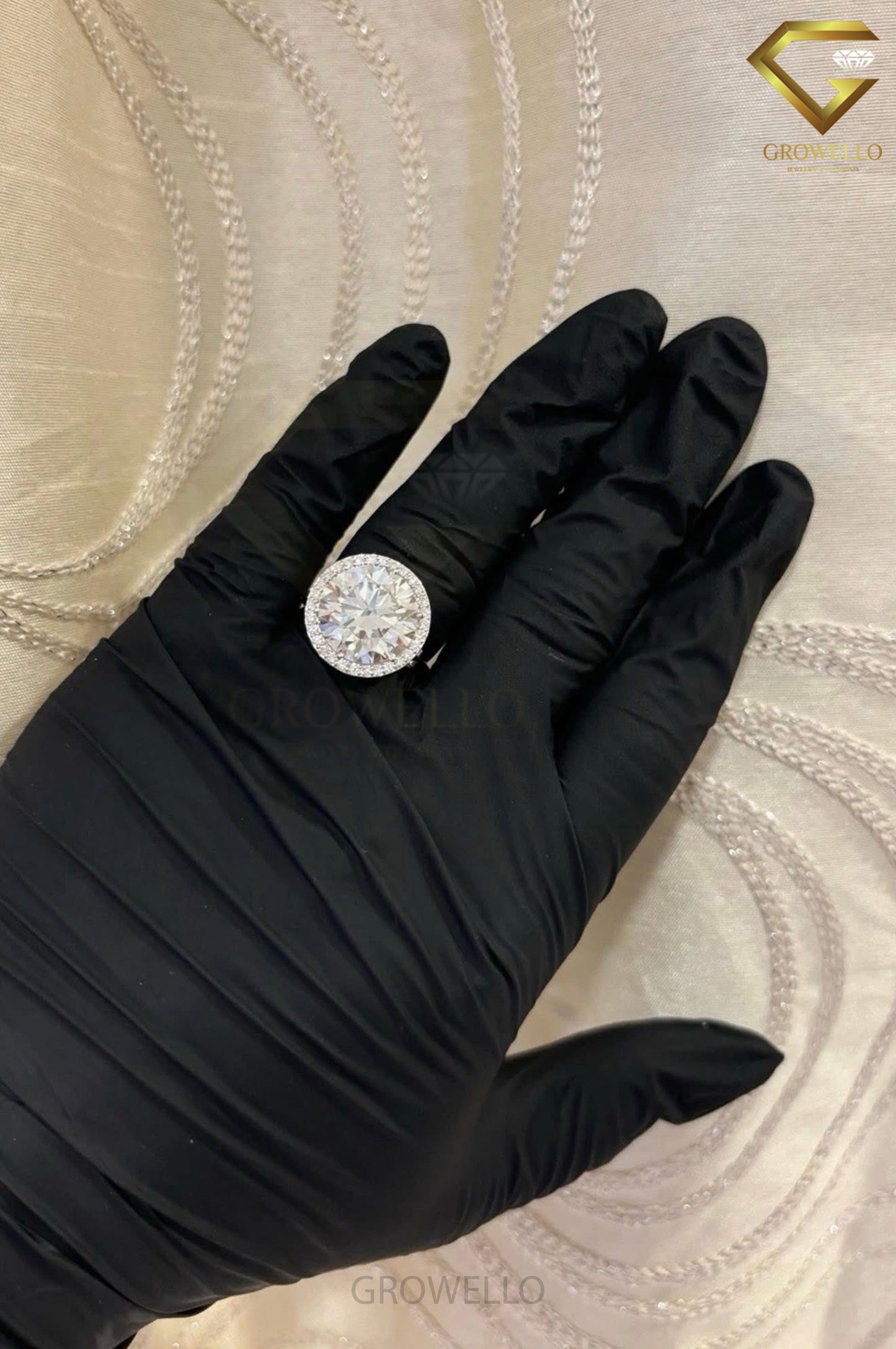10CT Round Brilliant Halo Cathedral Engagement Ring, Solid Gold, Lab Grown Diamond or Moissanite