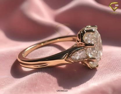 5CT Cushion Cut Vintage Engagement Ring, Heirloom Style, Lab-Grown Diamond or Moissanite