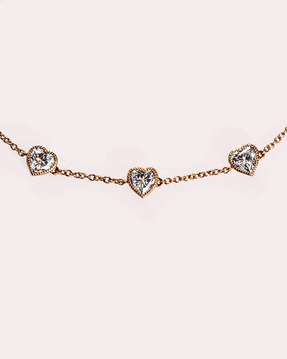 Heart Shape Bezel Set Moissanite & Lab-Grown Diamond Bracelet