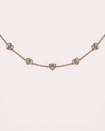 Heart Shape Bezel Set Moissanite & Lab-Grown Diamond Bracelet
