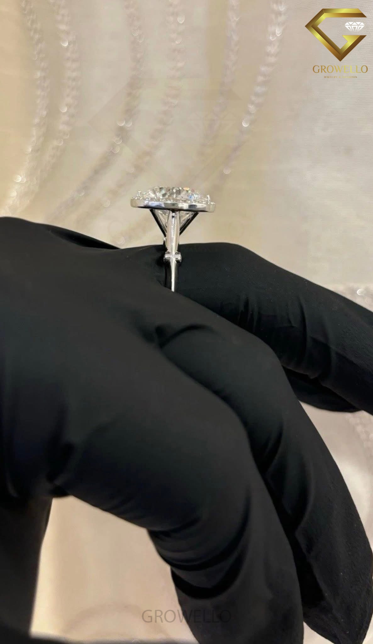 10CT Round Brilliant Halo Cathedral Engagement Ring, Solid Gold, Lab Grown Diamond or Moissanite