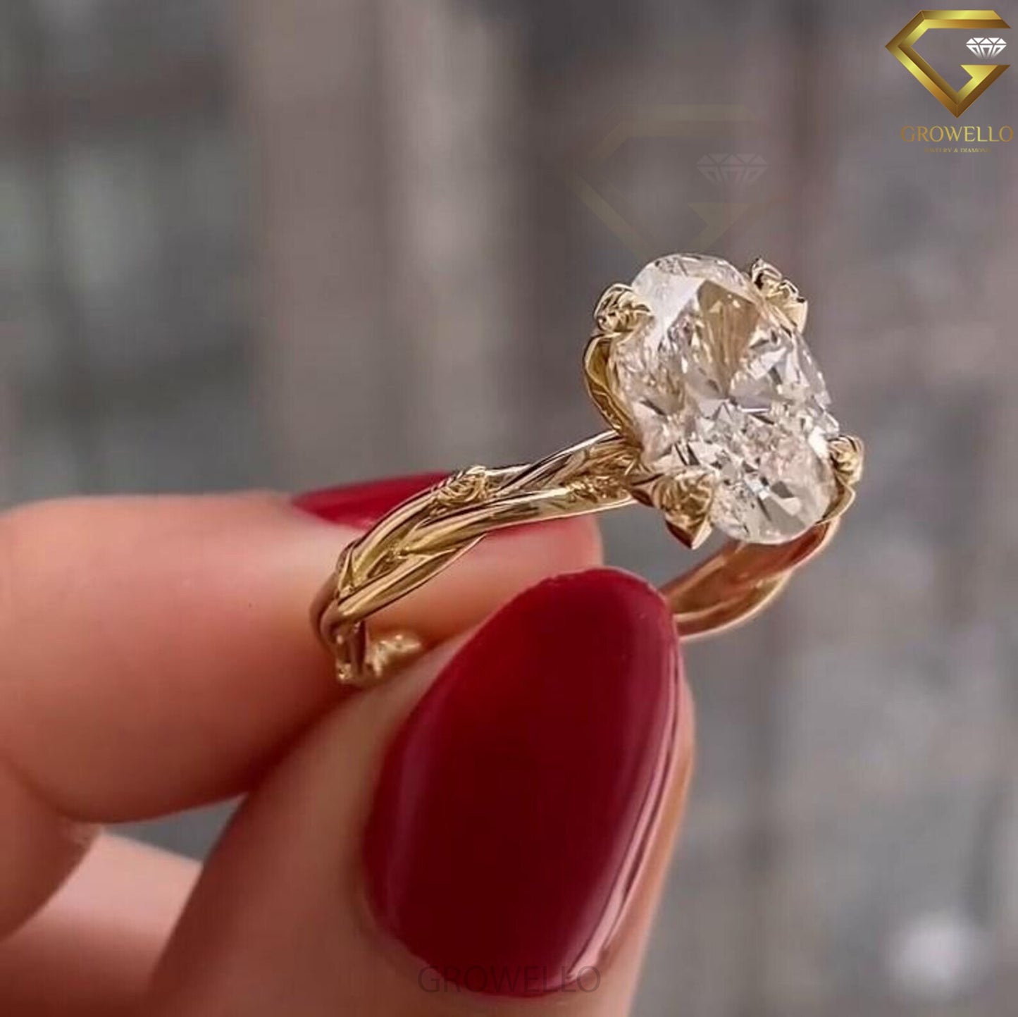 3CT Oval Diamond Engagement Ring, Twisted Bypass Band, Solid Gold, Lab-Grown Diamond or Moissanite.