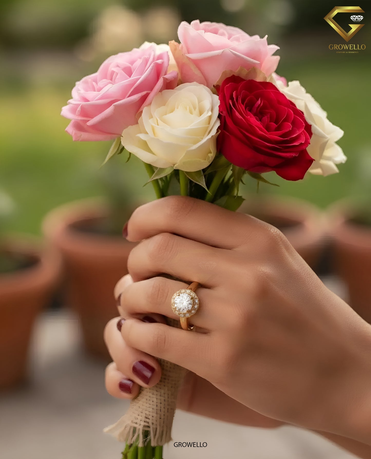 2CT Round Halo Engagement Ring, Geometric Vintage Dome Setting, Solid Gold, Lab Grown Diamond or Moissanite