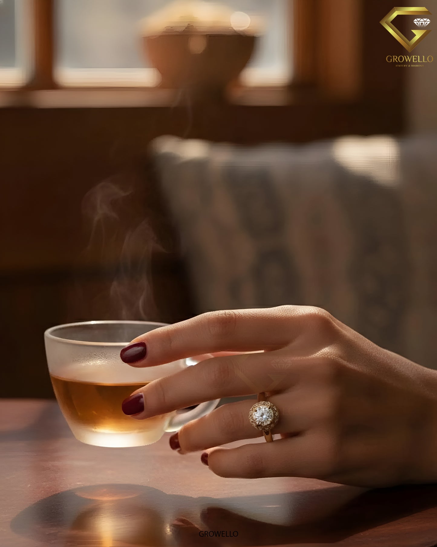 2CT Round Halo Engagement Ring, Geometric Vintage Dome Setting, Solid Gold, Lab Grown Diamond or Moissanite