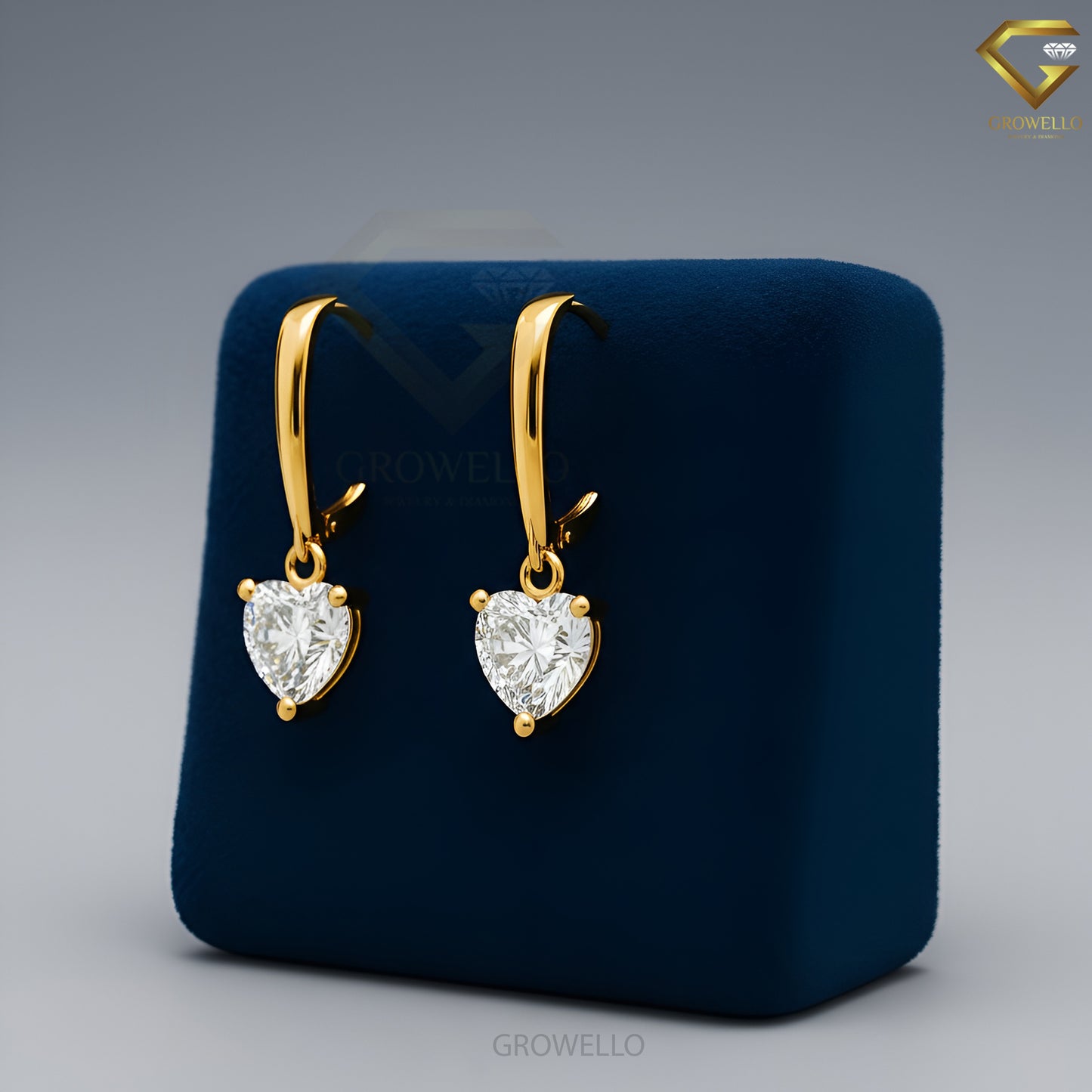 1 CT Heart Diamond Huggie Drop Earrings, Fine Solid Gold, Elegant Luxury, Lab Grown Diamond or Moissanite