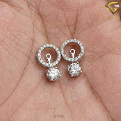 1 CT Round Convertible Earrings, 3 Way Halo Jacket, Solid Gold, IGI Lab Diamond/Moissanite