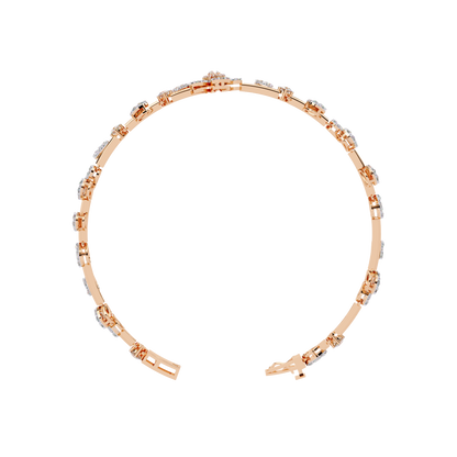 Floral Cluster Tennis Bracelet | Blossom Design with Pear & Marquise Petals | Lab-Grown Diamond/Moissanite | Solid Gold or Platinum | Elegant Gift