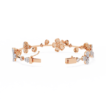 Floral Cluster Tennis Bracelet | Blossom Design with Pear & Marquise Petals | Lab-Grown Diamond/Moissanite | Solid Gold or Platinum | Elegant Gift