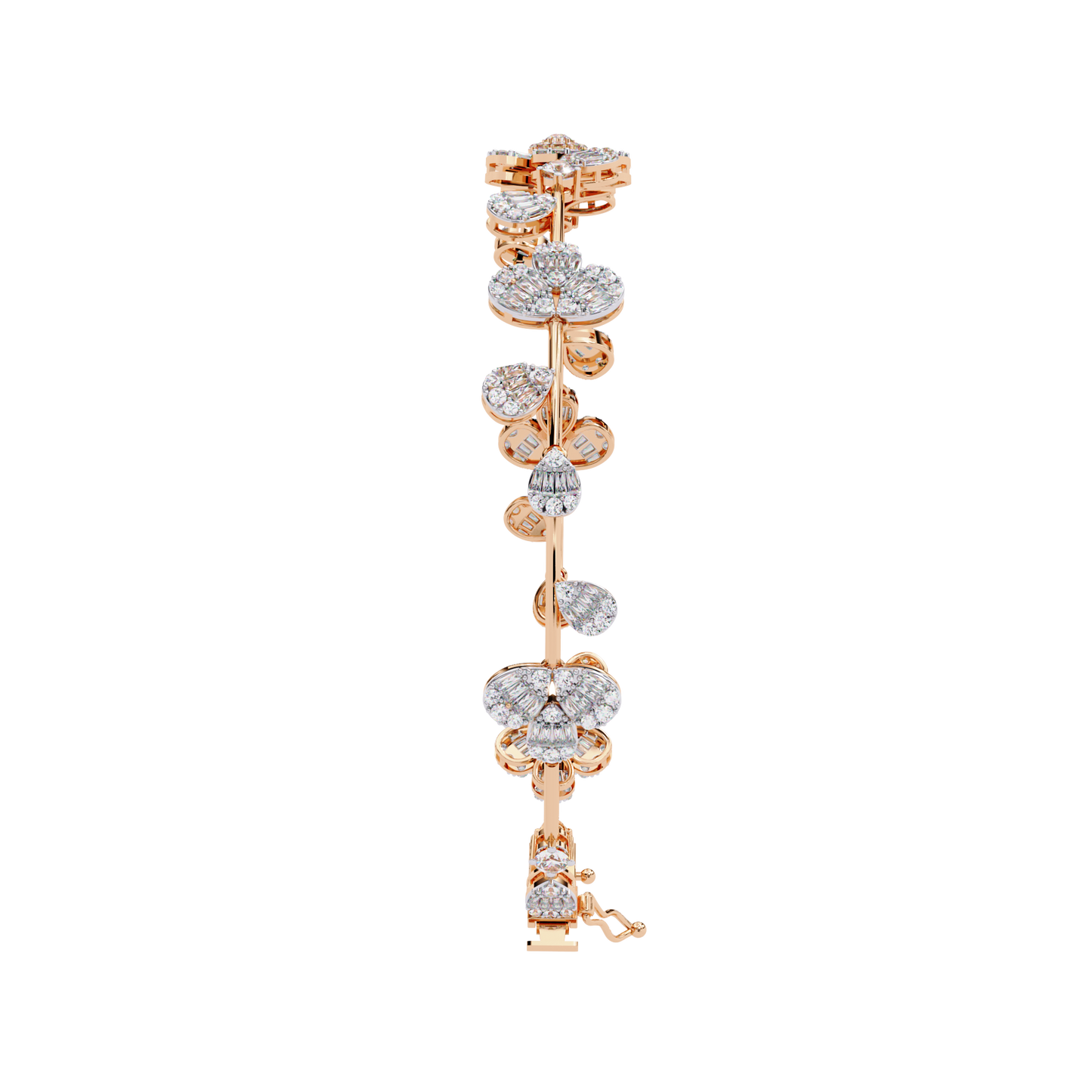 Floral Cluster Tennis Bracelet | Blossom Design with Pear & Marquise Petals | Lab-Grown Diamond/Moissanite | Solid Gold or Platinum | Elegant Gift