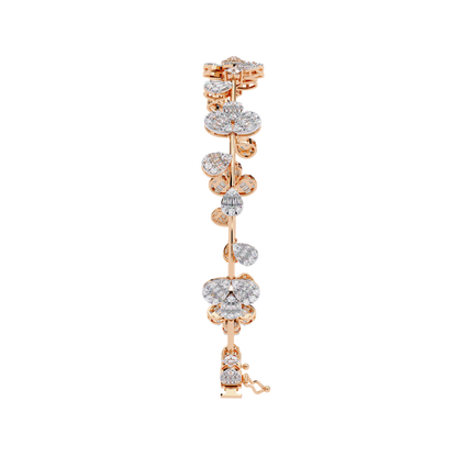 Floral Cluster Tennis Bracelet | Blossom Design with Pear & Marquise Petals | Lab-Grown Diamond/Moissanite | Solid Gold or Platinum | Elegant Gift