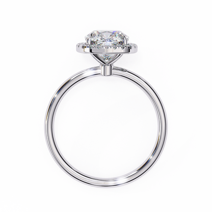 Cushion Halo Engagement Ring | Micro-Pavé Cushion Frame, Slim Band | Moissanite or Lab-Grown Diamond | Solid Gold or Platinum