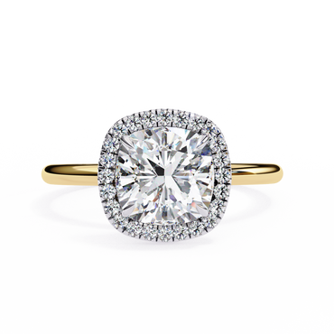 Cushion Halo Engagement Ring | Micro-Pavé Cushion Frame, Slim Band | Moissanite or Lab-Grown Diamond | Solid Gold or Platinum