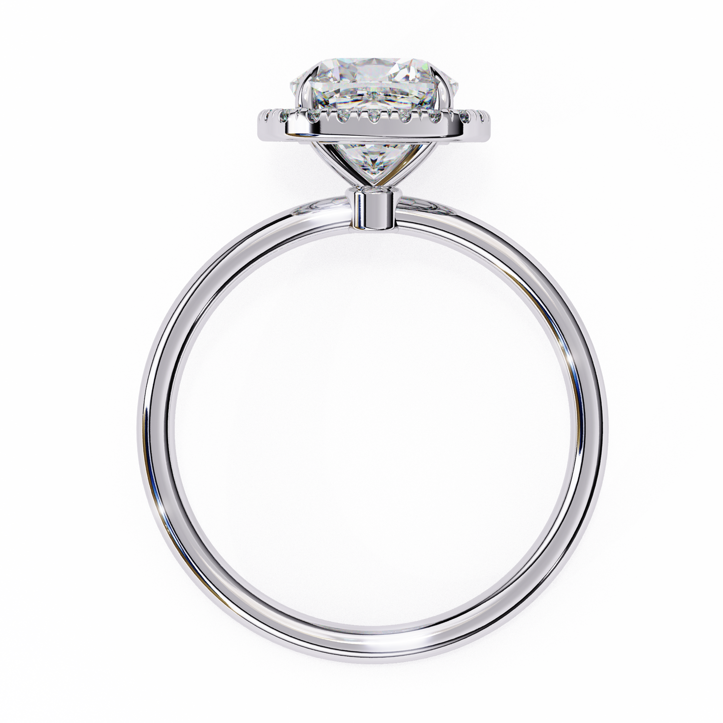 Cushion Halo Engagement Ring | Micro-Pavé Cushion Frame, Slim Band | Moissanite or Lab-Grown Diamond | Solid Gold or Platinum