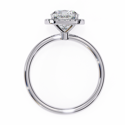 Cushion Halo Engagement Ring | Micro-Pavé Cushion Frame, Slim Band | Moissanite or Lab-Grown Diamond | Solid Gold or Platinum