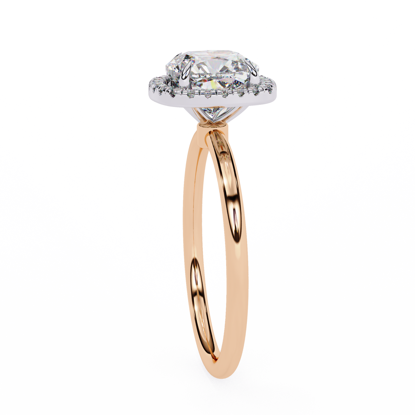 Cushion Halo Engagement Ring | Micro-Pavé Cushion Frame, Slim Band | Moissanite or Lab-Grown Diamond | Solid Gold or Platinum