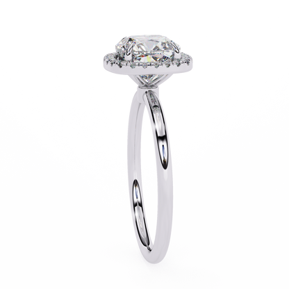 Cushion Halo Engagement Ring | Micro-Pavé Cushion Frame, Slim Band | Moissanite or Lab-Grown Diamond | Solid Gold or Platinum