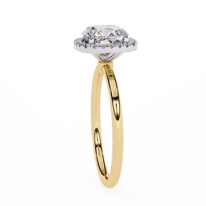 Cushion Halo Engagement Ring | Micro-Pavé Cushion Frame, Slim Band | Moissanite or Lab-Grown Diamond | Solid Gold or Platinum