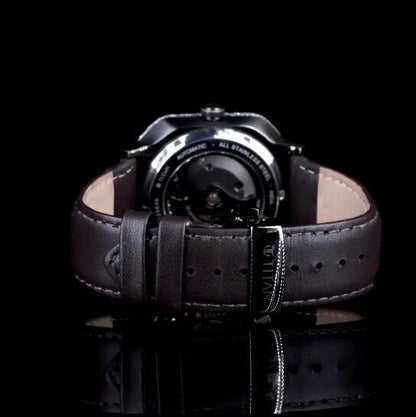 "Luxury Skeleton Dial Watch – Diamond Bezel | Roman Numeral Iced-Out Mechanical Watch for Men"