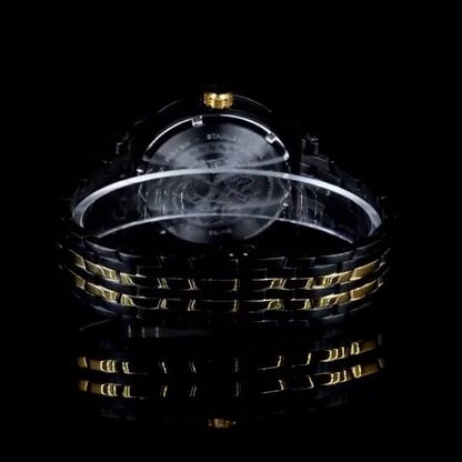 Luxury Two-Tone Lion Dial Watch – Diamond Bezel | Versace Style Men's Wristwatch