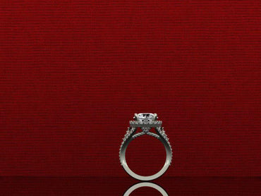 Custom 3CT Lab-Grown Diamond Flower Engagement Ring with Matching 10-Stone Curved Band – 14K White Gold