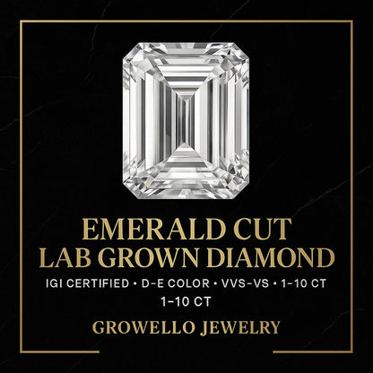 1–10 Ct Emerald Cut Lab Grown Diamond | IGI Certified | VVS–VS D–E | Loose Diamond for Engagement Ring Center Stone Bridal Anniversary Gifts